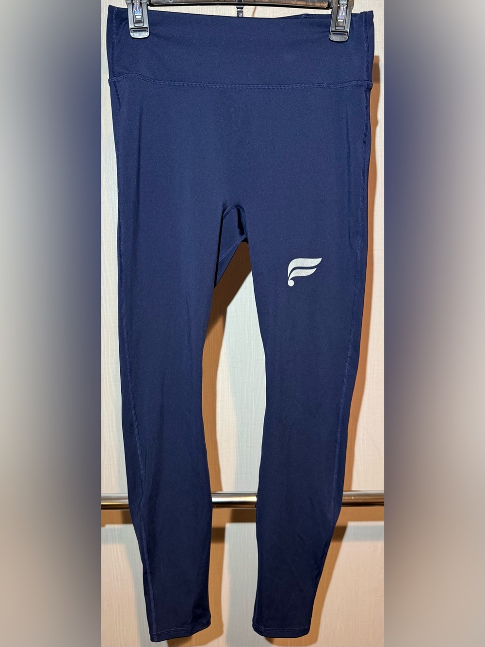 Fabletics Navy Leggings with Silver Logo